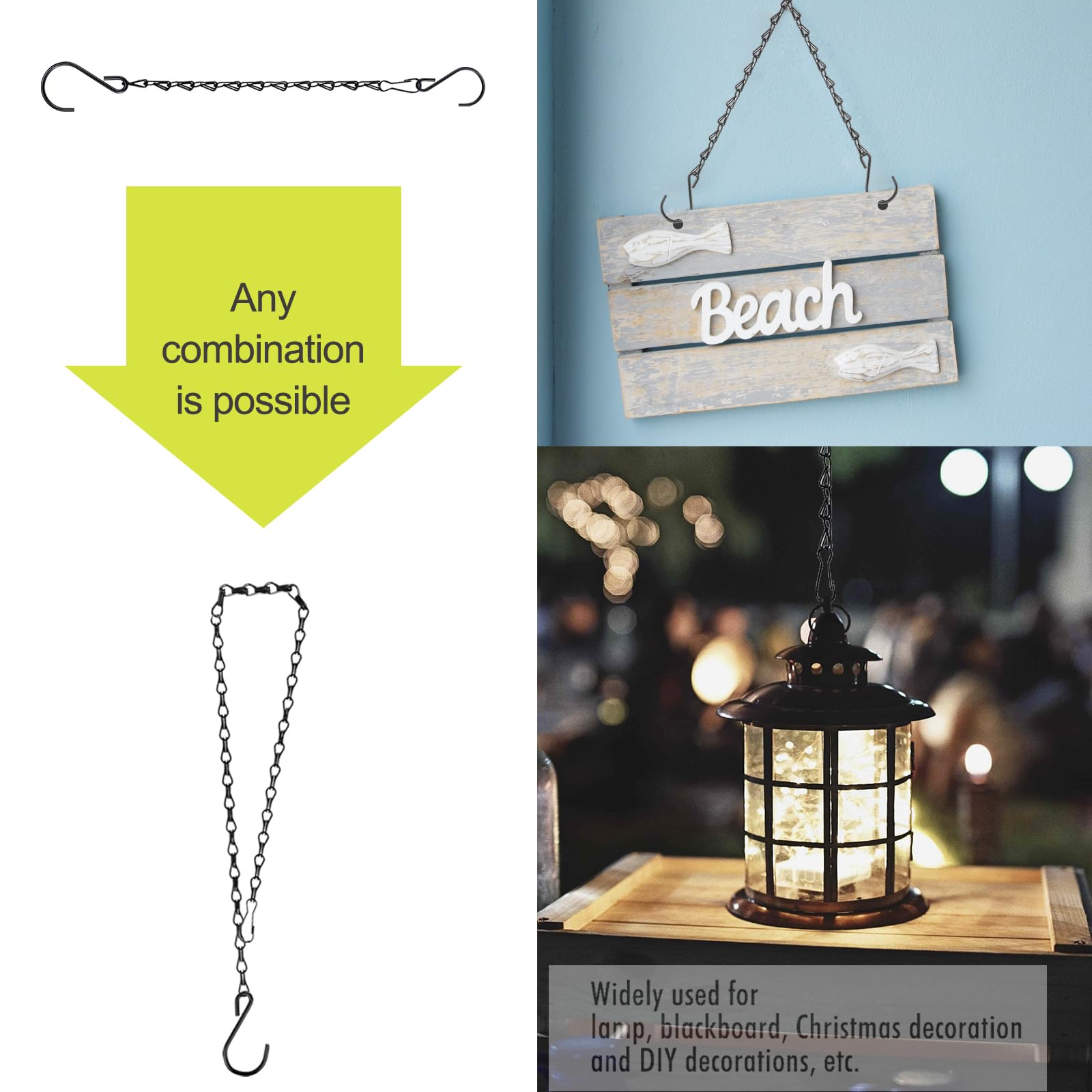 Durable, weather-resistant iron chain resists wind and rain.