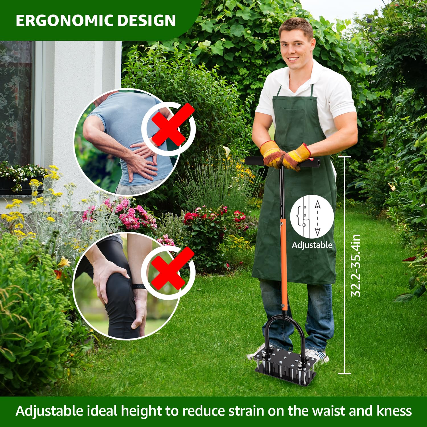 RIFPOD Lawn Aerator with durable iron construction for rugged outdoor use