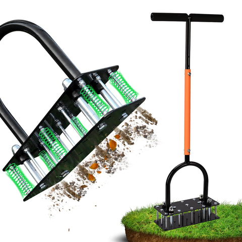 RIFPOD Lawn Aerator front view showing durable build for soil penetration
