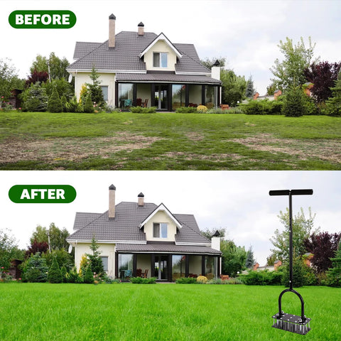 RIFPOD aerator in a backyard demonstrating efficient lawn aeration