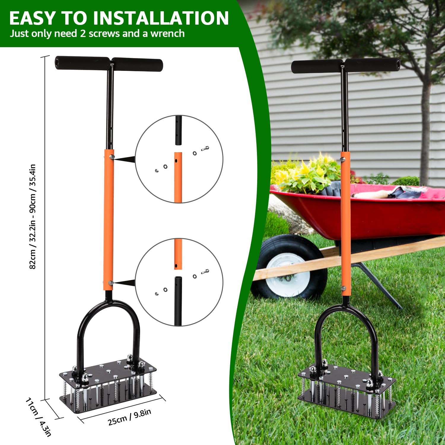 RIFPOD Lawn Aerator in-use showing spikes penetrating soil