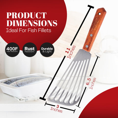 Rifsa ergonomic wooden handle on spatula for secure grip