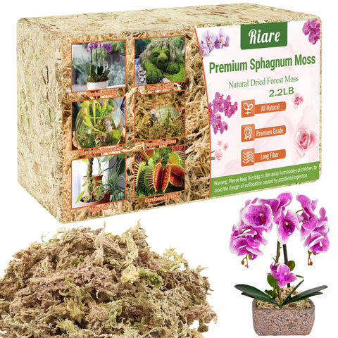 Riare sphagnum moss bulk in bag for easy storage and long-lasting use.