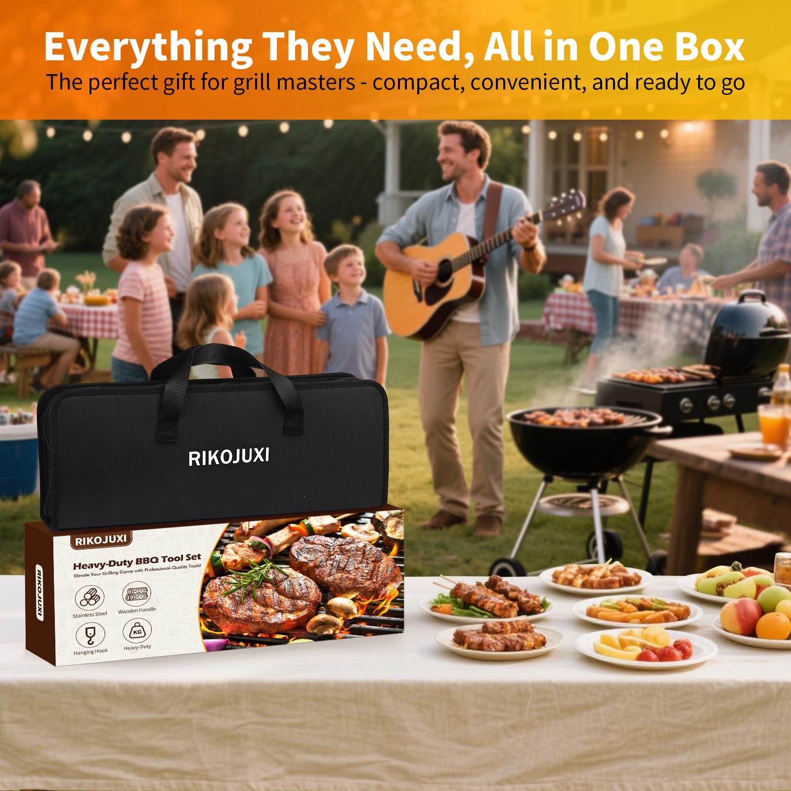 RIKOJUXI non-stick grill mats for easy food release and cleanup.