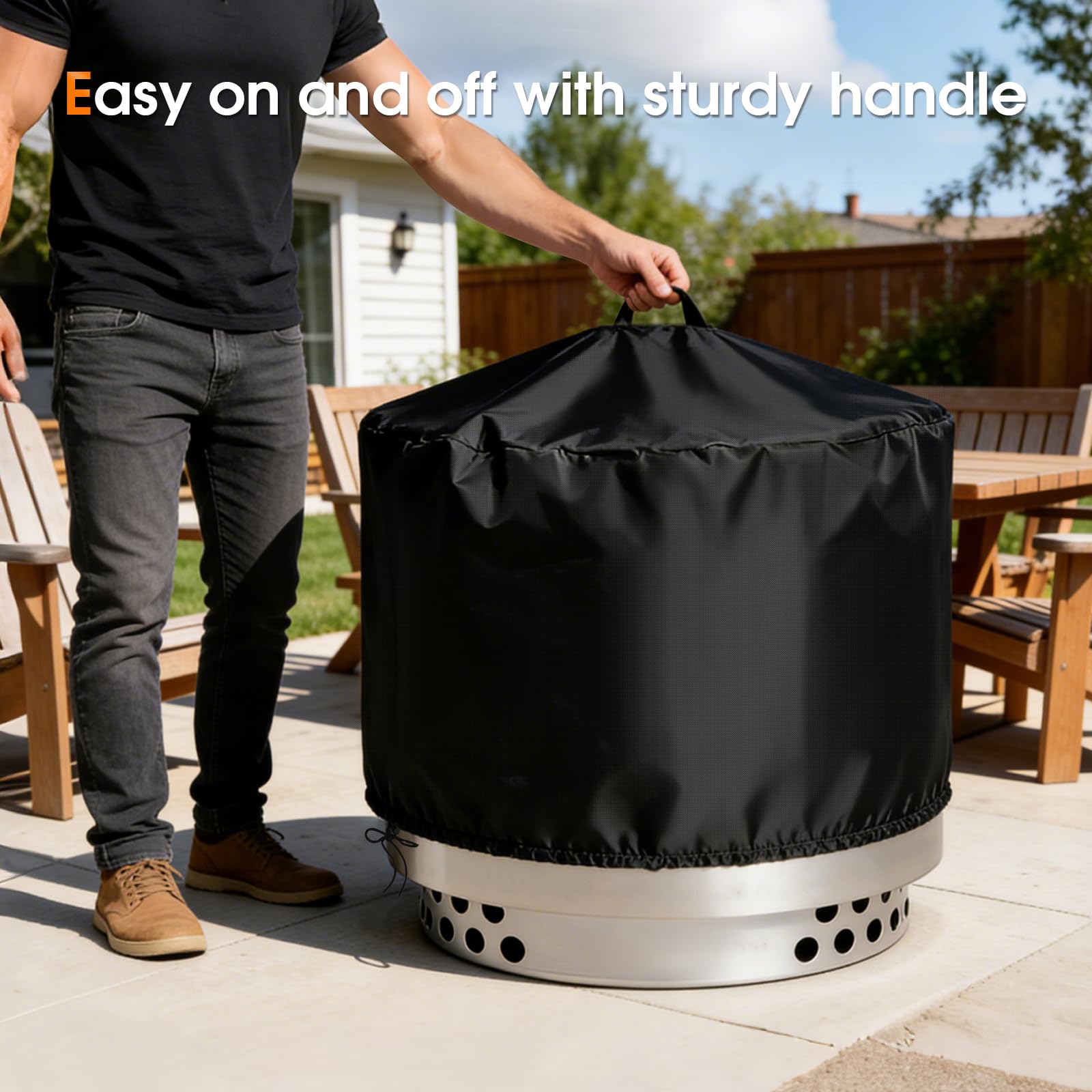 Rilime Bali Outdoors compatible round fire pit cover for safe storage