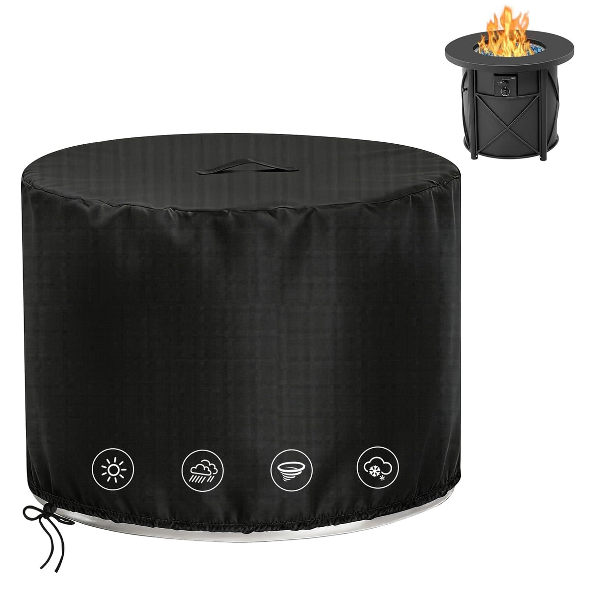Rilime fire pit cover round 30x25 on Bali Outdoors pit protects from weather
