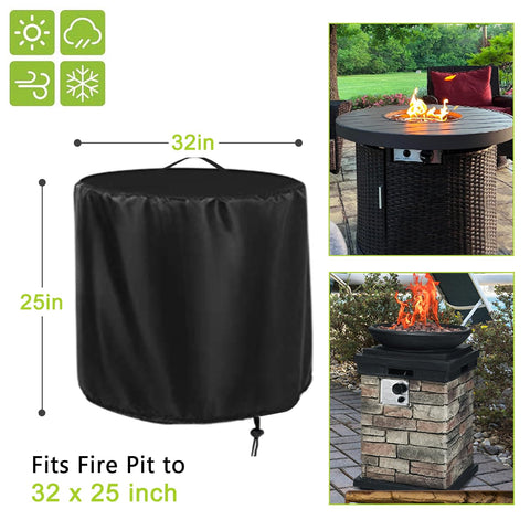 Rilime fire pit cover showcasing waterproof 420D fabric and silver undercoat