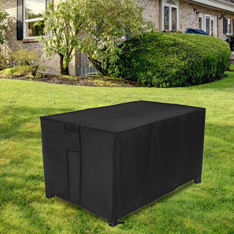 Rilime rectangular fire pit cover packaged with user guide.