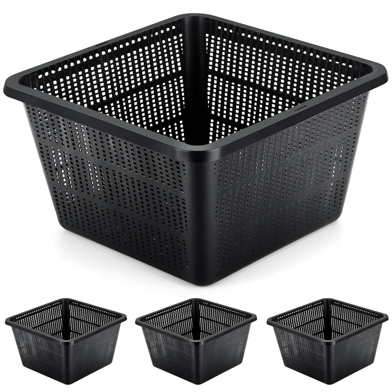 RimCereal aquatic plant baskets four-pack for ponds and hydroponics.
