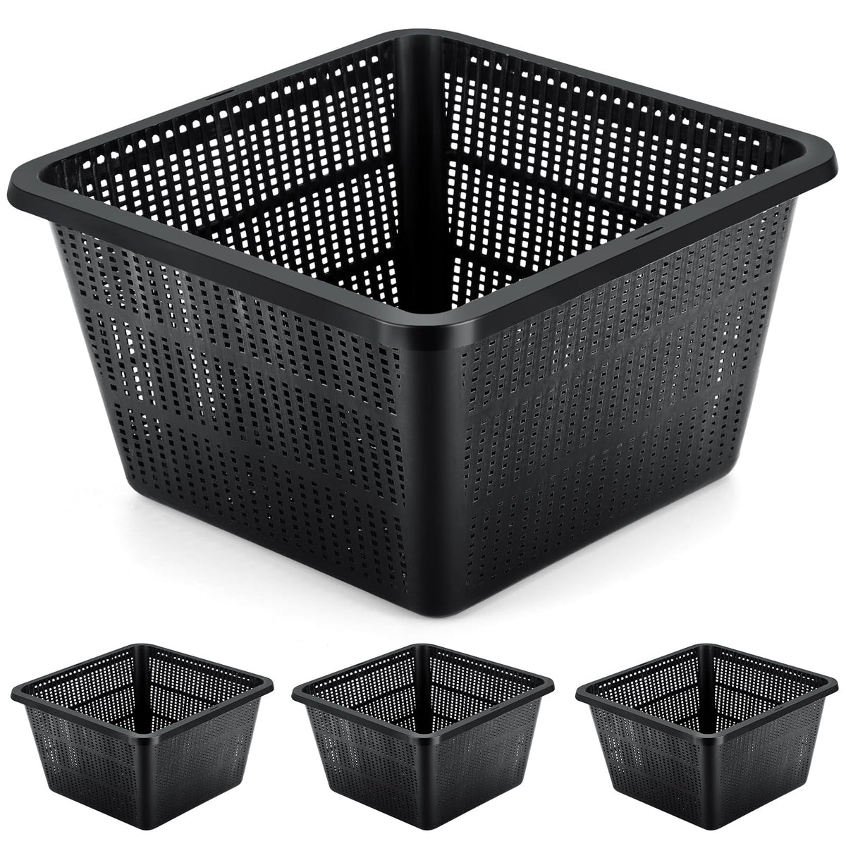 RimCereal aquatic plant baskets four-pack for ponds and hydroponics.