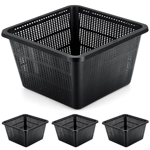 RimCereal aquatic plant baskets four-pack for ponds and hydroponics.