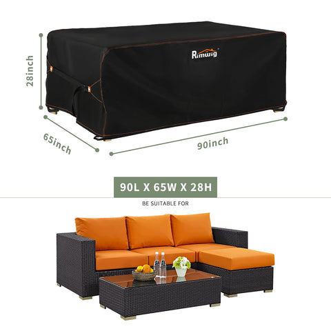 Rimwig rectangular table cover sized 90L x 65W x 28H in use.