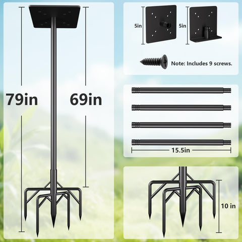 RINLAIN bird feeder pole with four supporting poles for durability