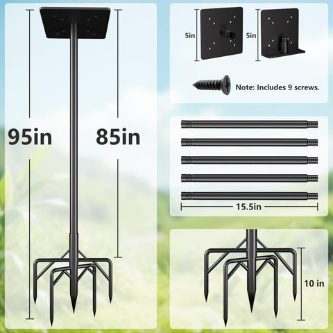 RINLAIN bird feeder pole with 1-inch steel pipe for outdoor durability