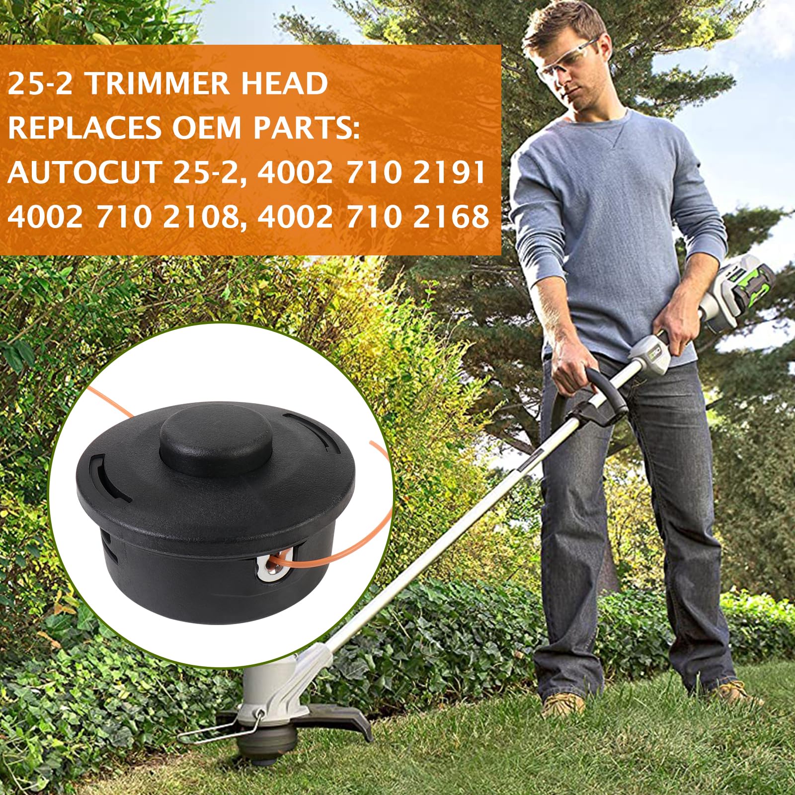 Rinlius 25-2 trimmer head bump feed package includes one replacement head for easy maintenance
