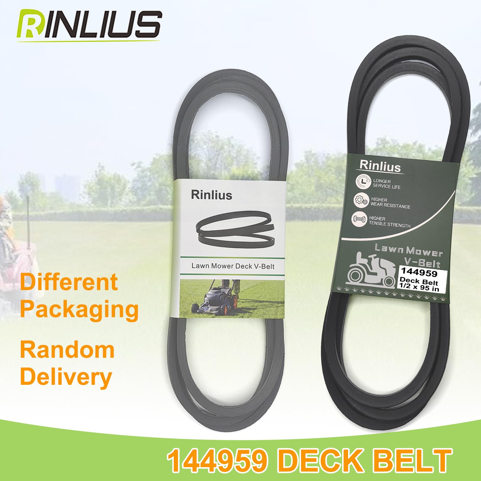 Rinlius 1/2 x 95 inch belt in action on a 42 inch deck