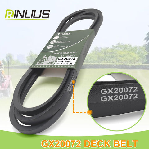 Installed Rinlius belt on a John Deere lawn tractor, ensuring deck drive alignment.