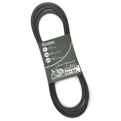 Rinlius GX20072 104-inch mower deck belt; compatible with John Deere LA105/LA115 for smooth mowing.