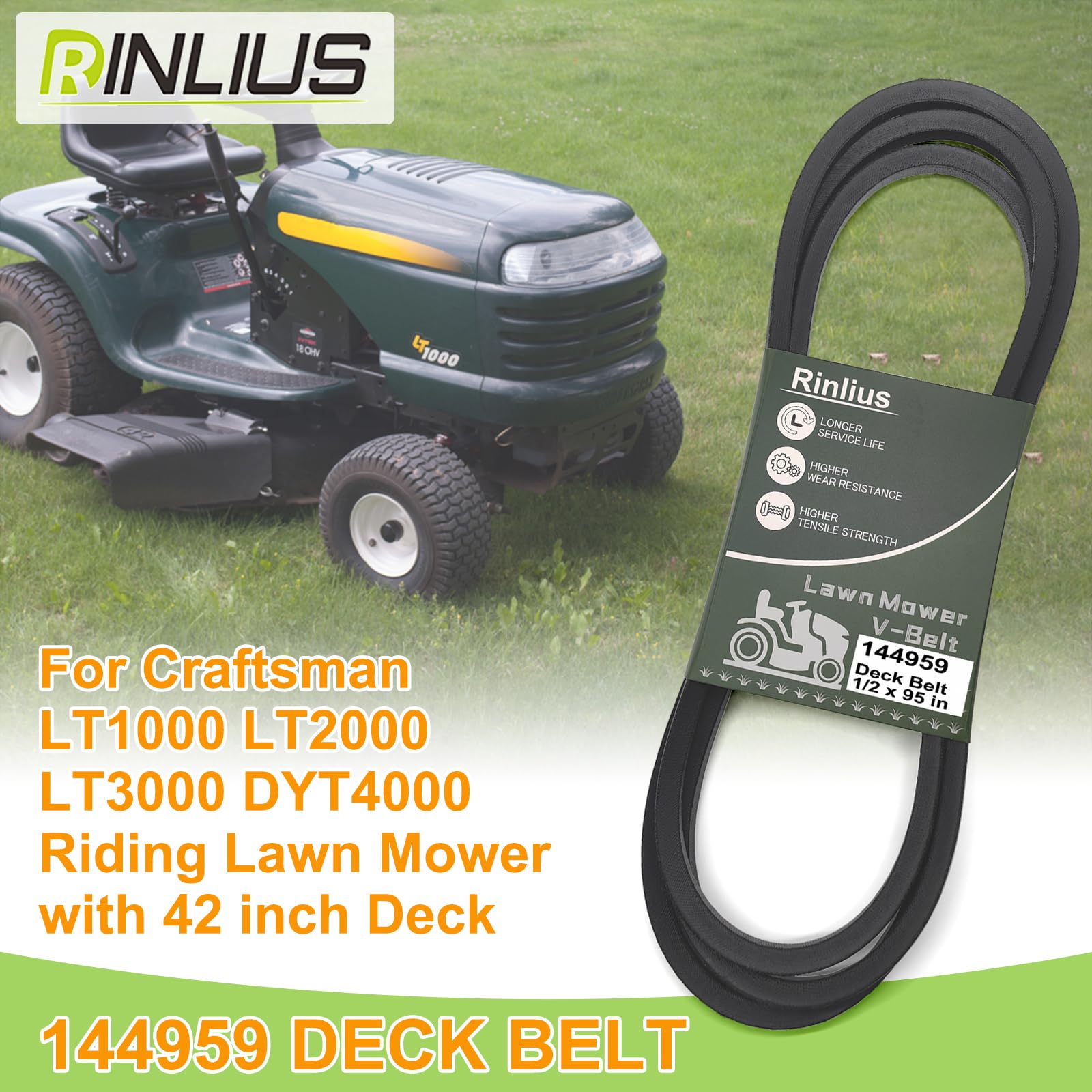Rinlius deck belt 95 inch length ready for craftsman and husqvarna decks