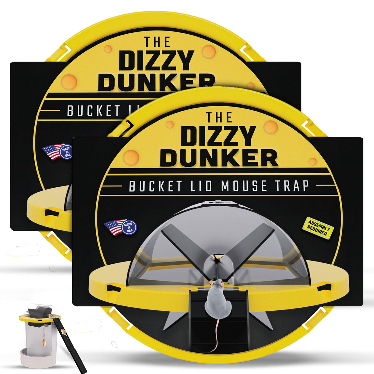 RinneTraps Dizzy Dunker bucket lid mouse trap ready for quick assembly and setup