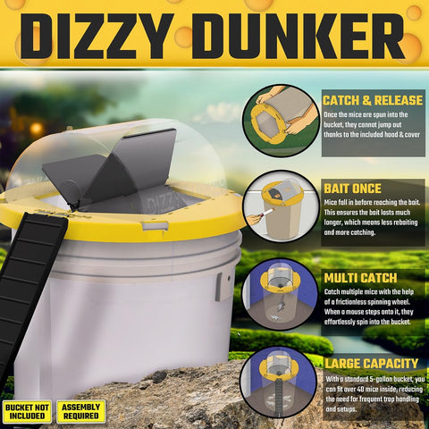 RinneTraps Dizzy Dunker multi-catch wheel captures multiple mice in one night