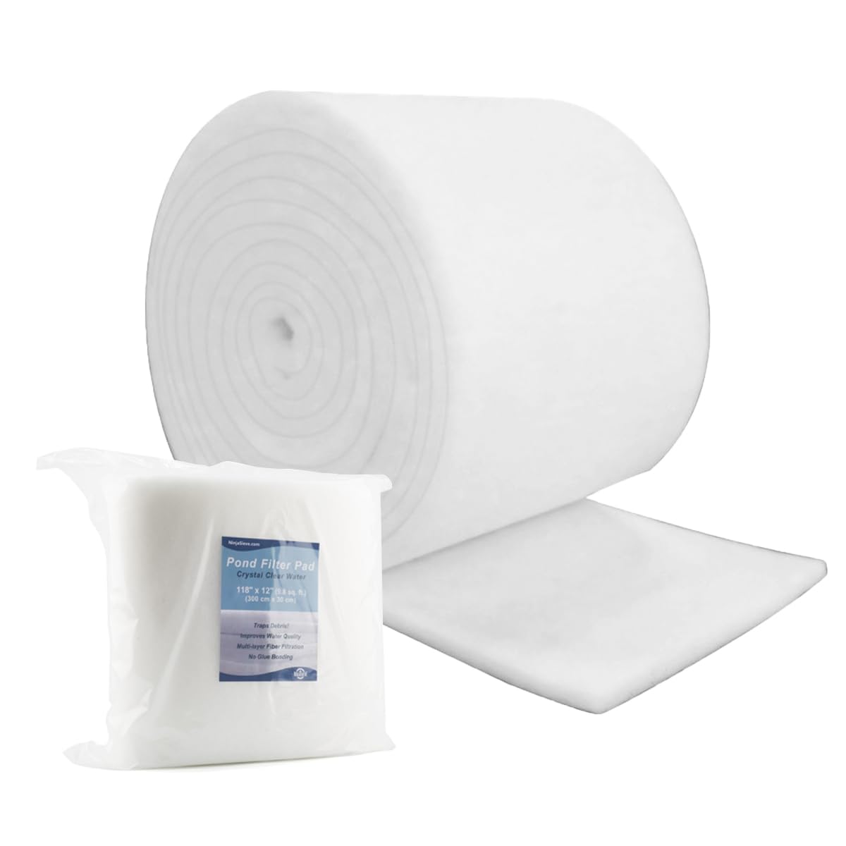 RINOO White Koi Pond Filter Pad bulk roll shown for custom sizing and filtration