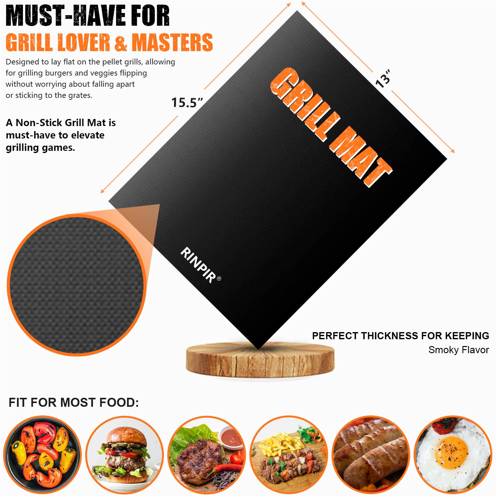 RINPIR BBQ knife for precise cutting and prep on grill.