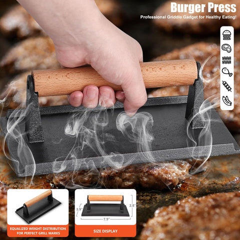 RINPIR rectangle bacon press – shapes bacon evenly for burgers.