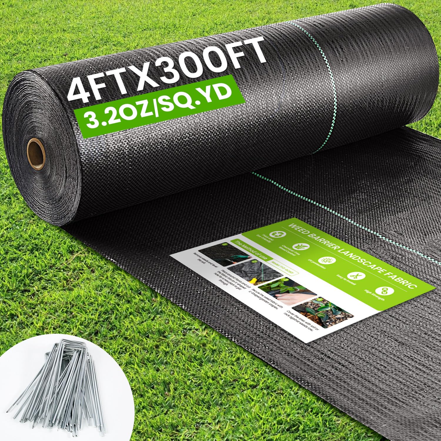 Rintea weed barrier fabric ready for garden beds, blocks weeds while letting water pass.