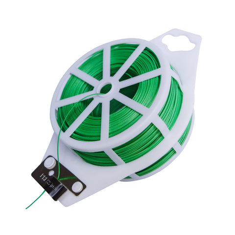 Rinteria 656ft green twist ties on spool, long-lasting garden support.