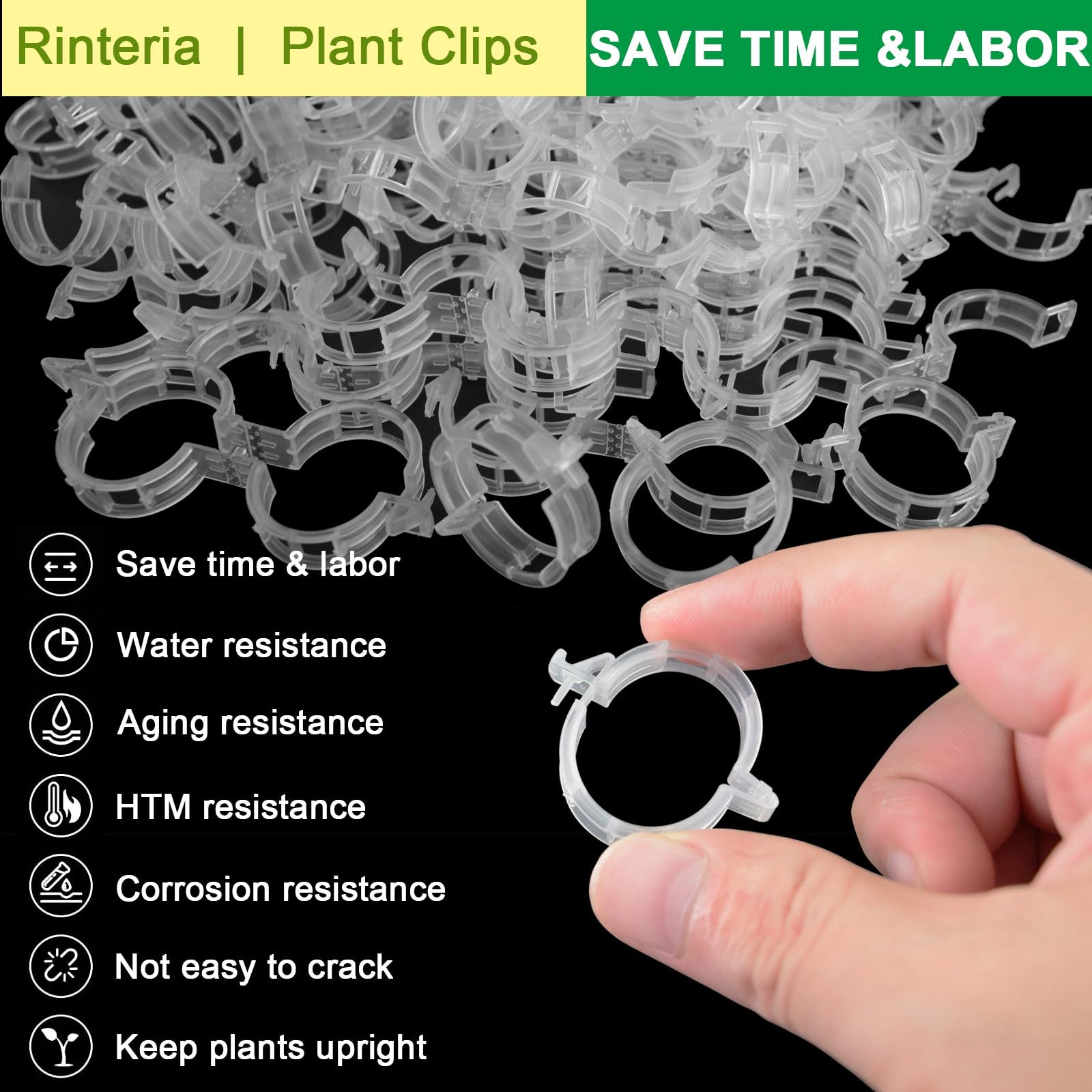Rinteria tomato clips are outdoor-friendly and UV-resistant for lasting garden use.