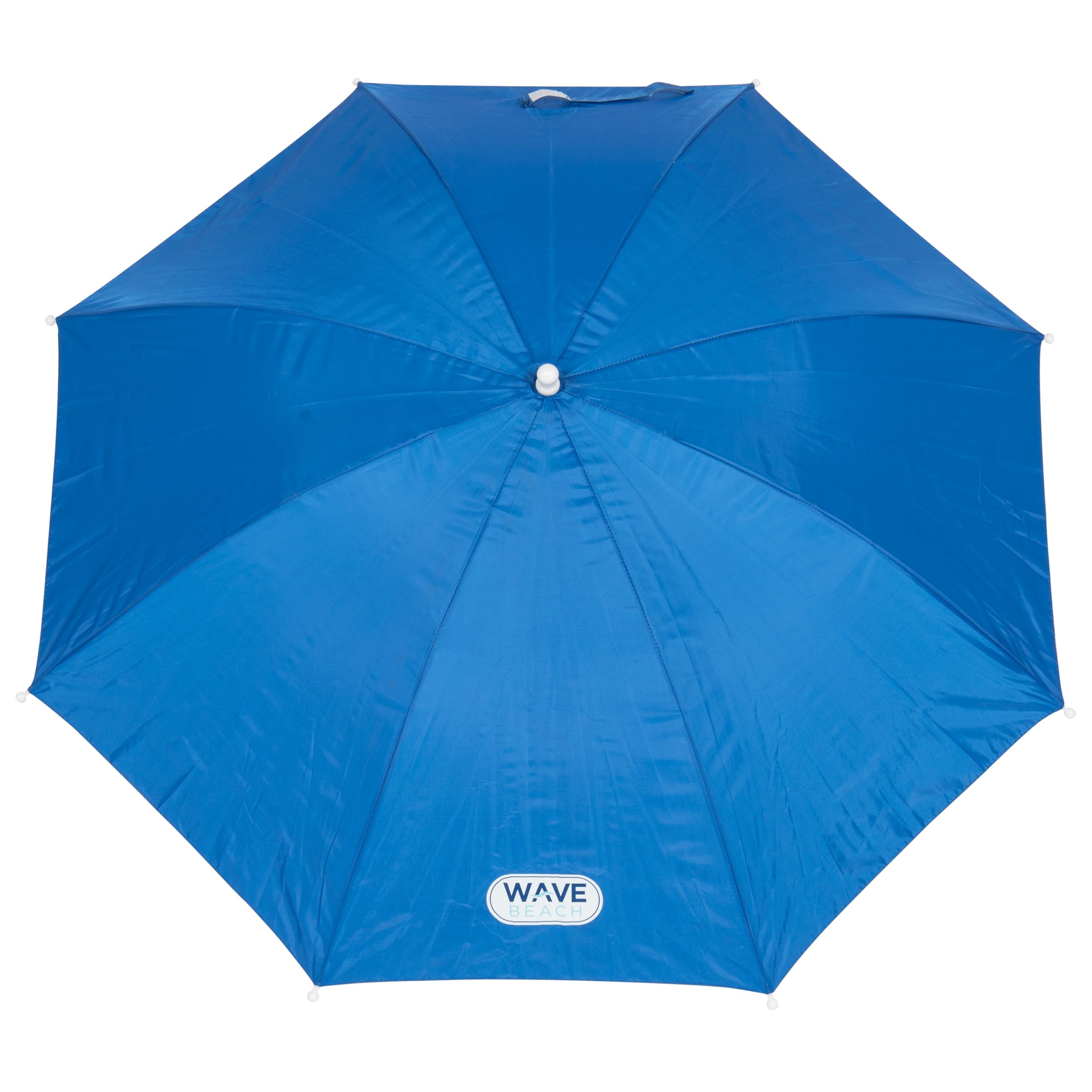 Rio Brands Wave Beach Umbrella clipped to back frame for secure shade