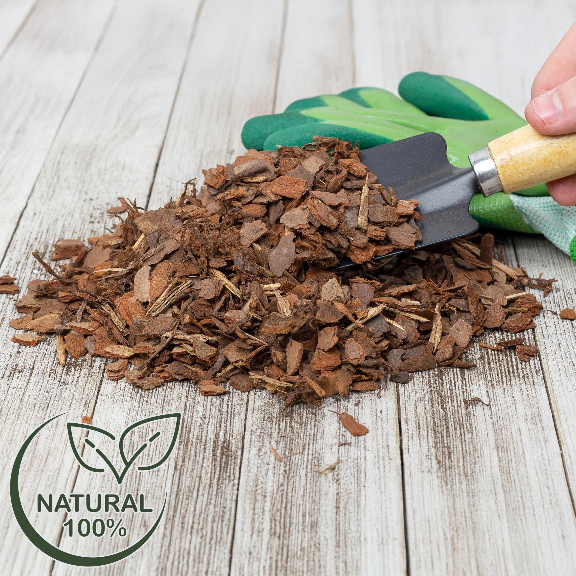 Rio Hamza pine bark mulch nuggets top-dressing for tidy garden beds.