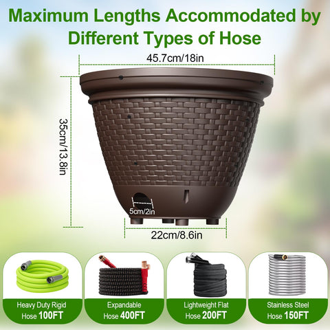 Riokko outdoor hose storage box shown for easy access and organization.
