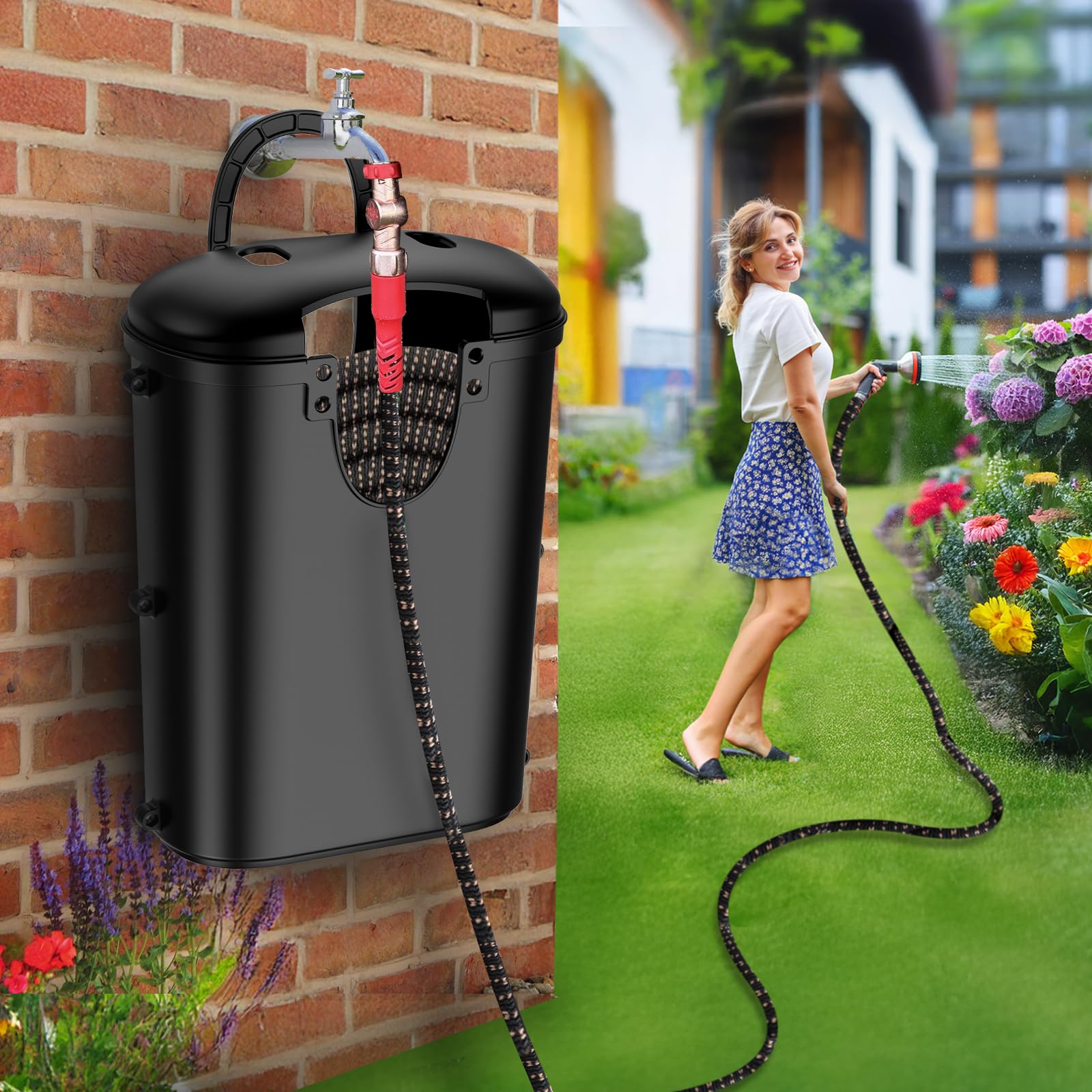 Riokko sturdy outdoor hose box with hanging handle for easy transport