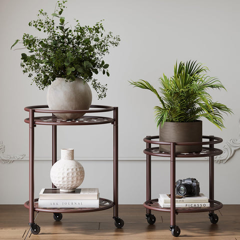 Rioneta 2-Tier Rolling Plant Stand with wheels for easy repositioning
