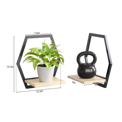 Rioneta geometric floating hexagon shelves for indoor plants and decorative accents
