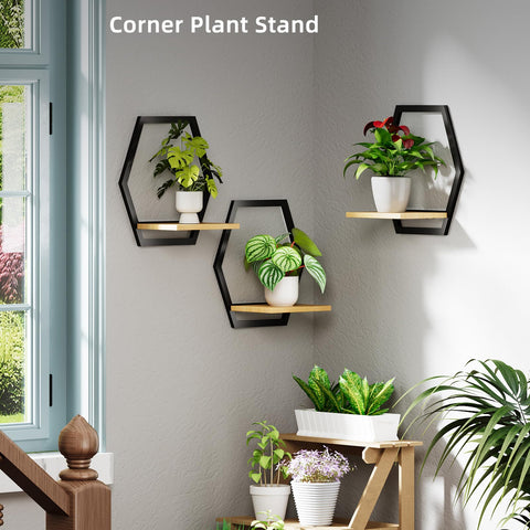 Rioneta metal frame with solid wood shelves enhancing entryways and kitchens with modern flair