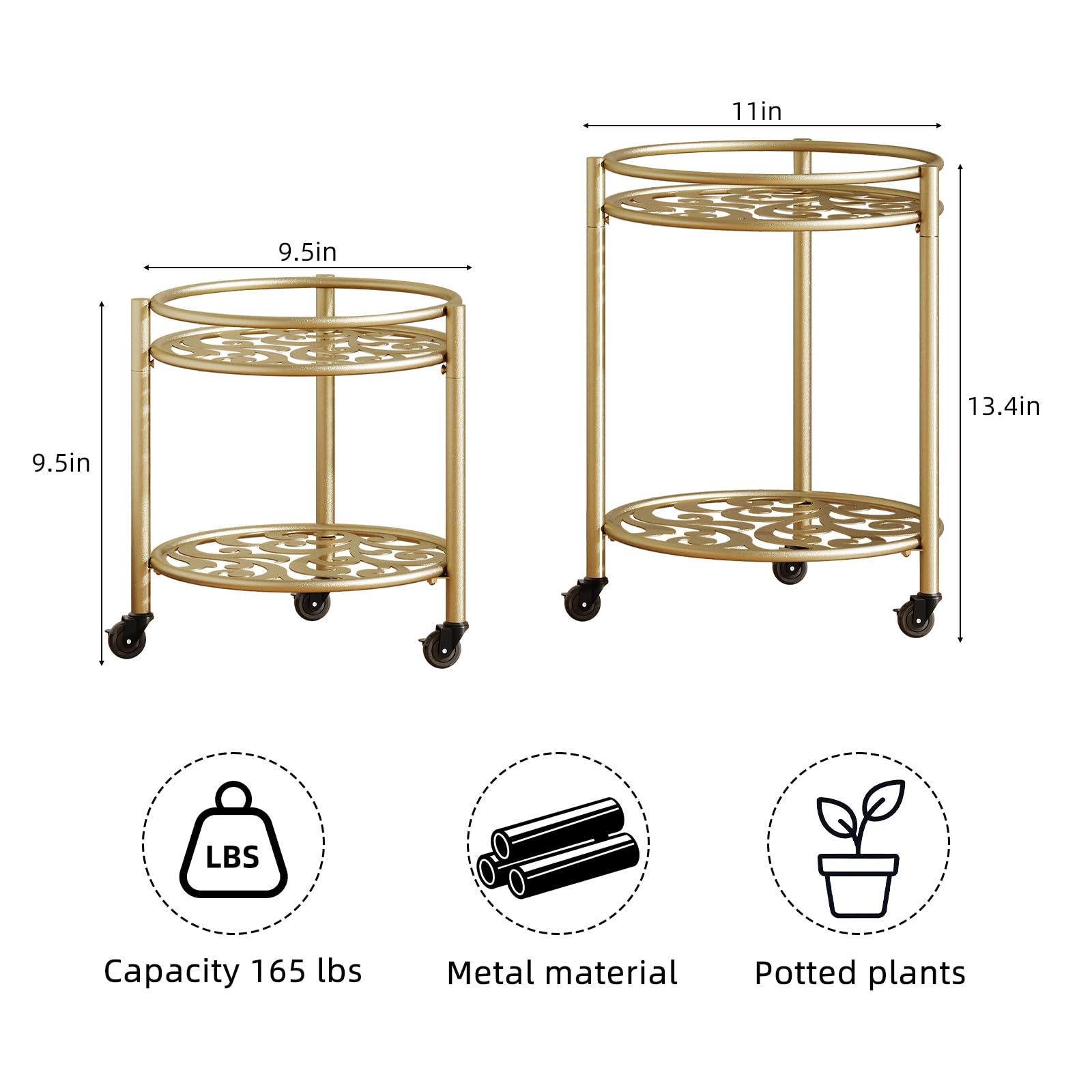 Rioneta plant stand designed for 9-inch pots, ideal for compact spaces.