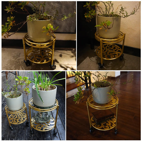 Rioneta reinforced metal frame provides sturdy support for heavy pots.