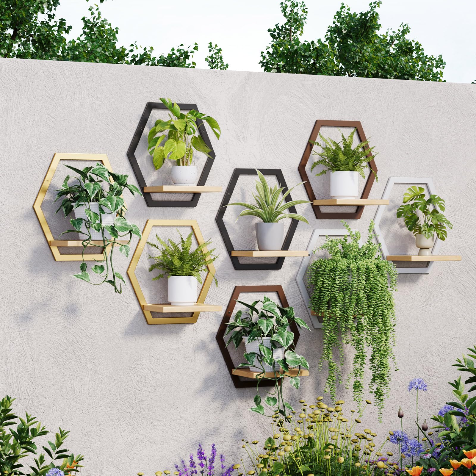 Rioneta vertical plant display creates stylish indoor focal point.