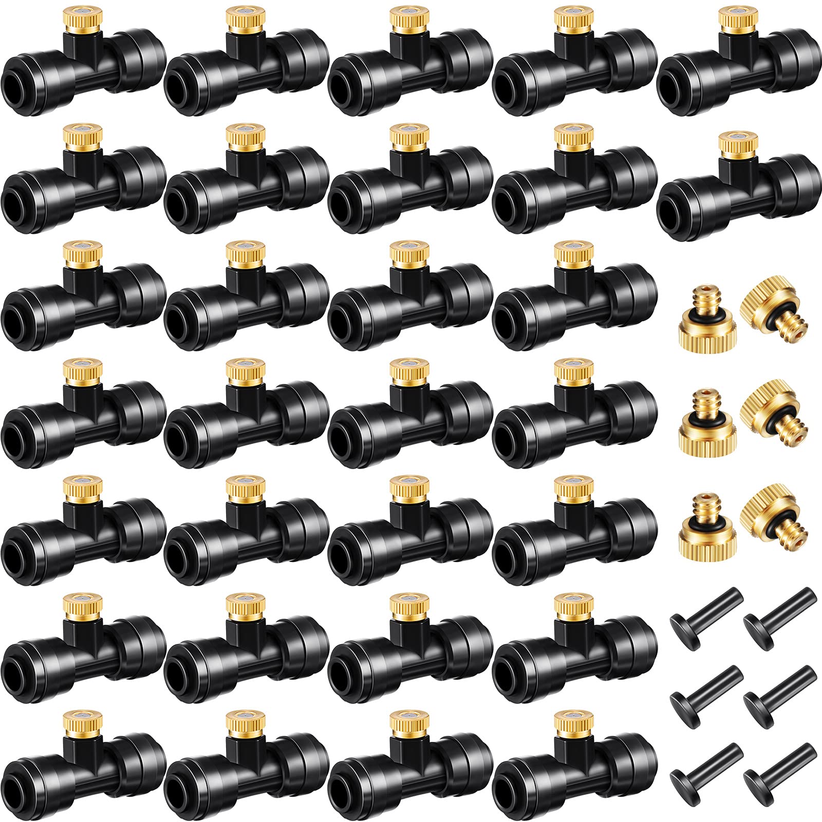 Ripeng misting nozzle tees kit with 30 pieces for versatile cooling setups