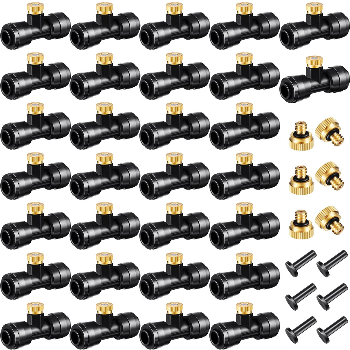Ripeng misting nozzle tees kit with 30 pieces for versatile cooling setups