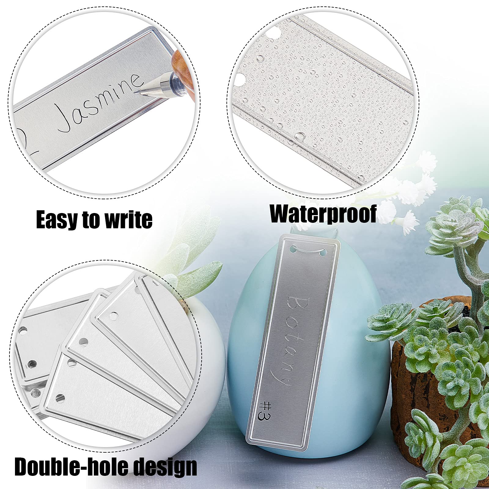 Ripeng write-on aluminum plant tags for clear, long-lasting labeling