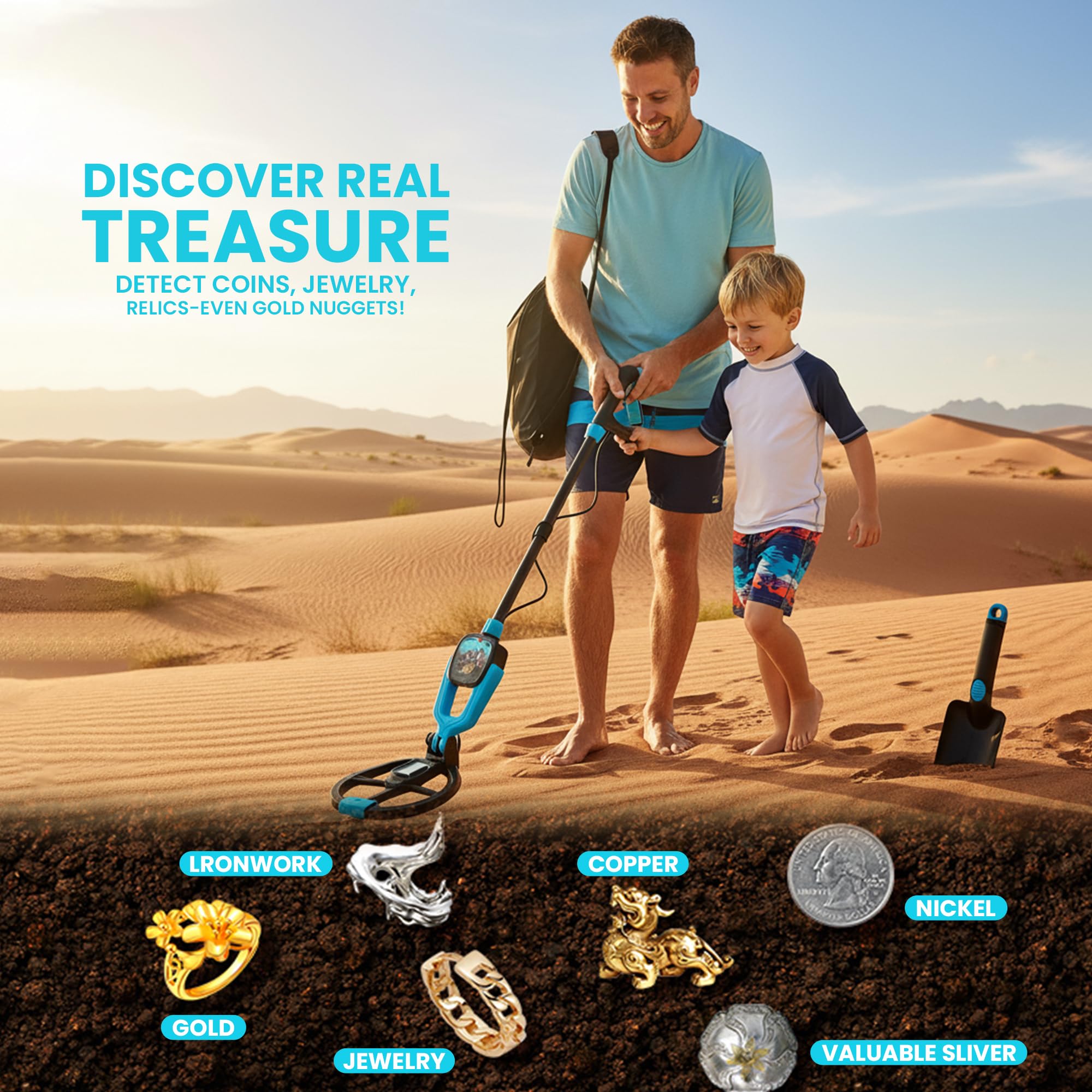 RIPTIC Kids Metal Detector shovel accessory for easy digging during hunts.