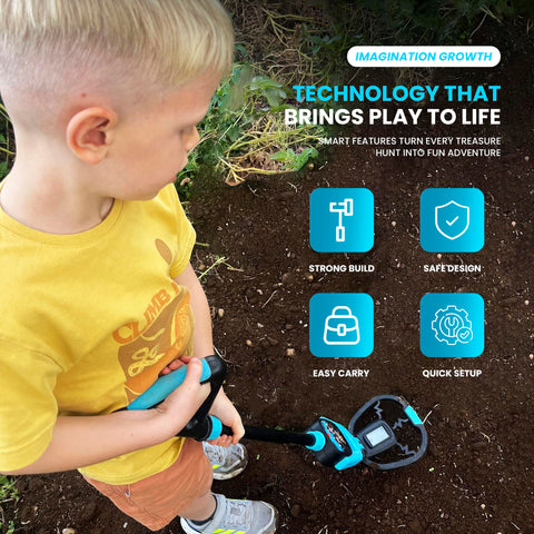 RIPTIC Kids Metal Detector waterproof coil enables beach and park exploration.