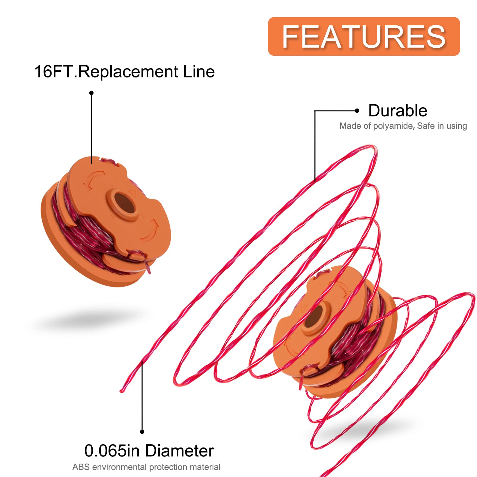 RISELION WA0007 16ft spools for Worx WG116/WG119/WG183 compatibility
