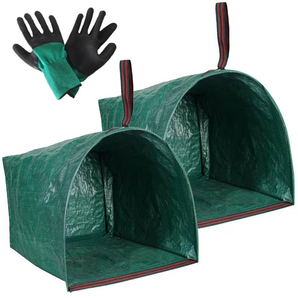 RISETEX 72-gallon garden bag with large dustpan opening for easy loading.