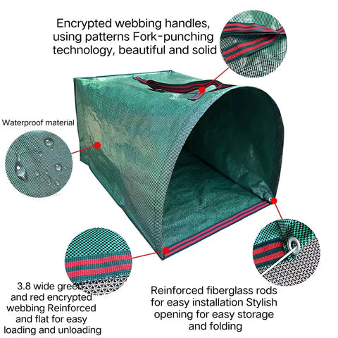 RISETEX large-capacity yard bags ready to collect leaves and clippings.