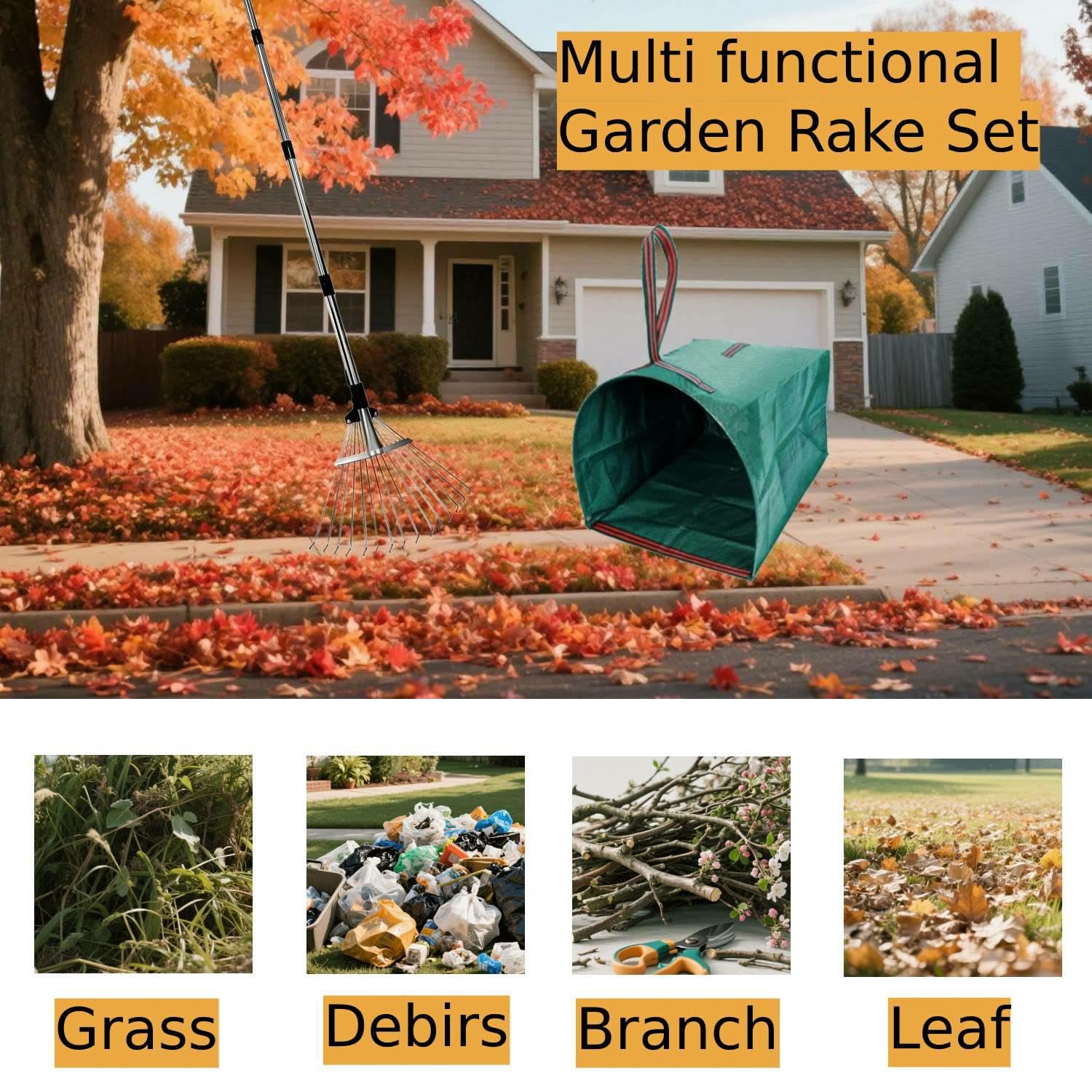 RISETEX dustpan type bags for easy disposal after raking